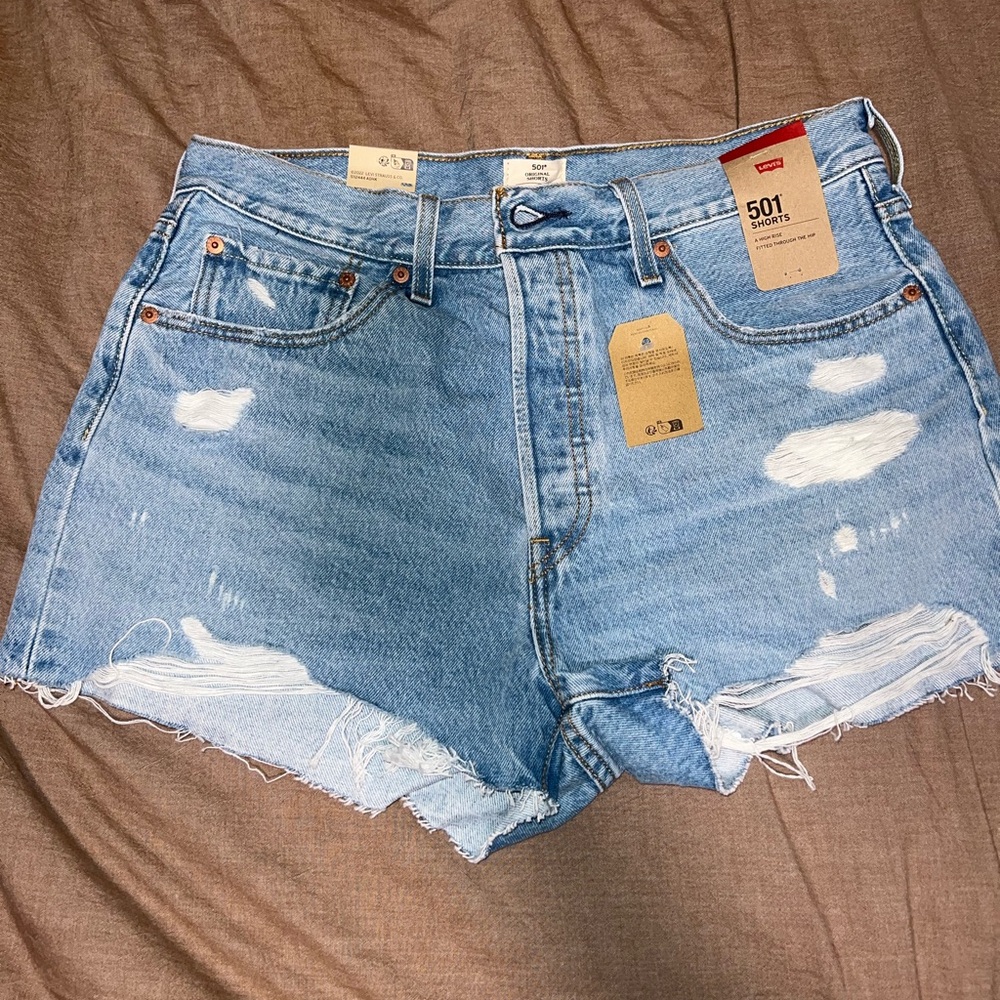 Levi's Women's Light Blue Distressed Jean Shorts